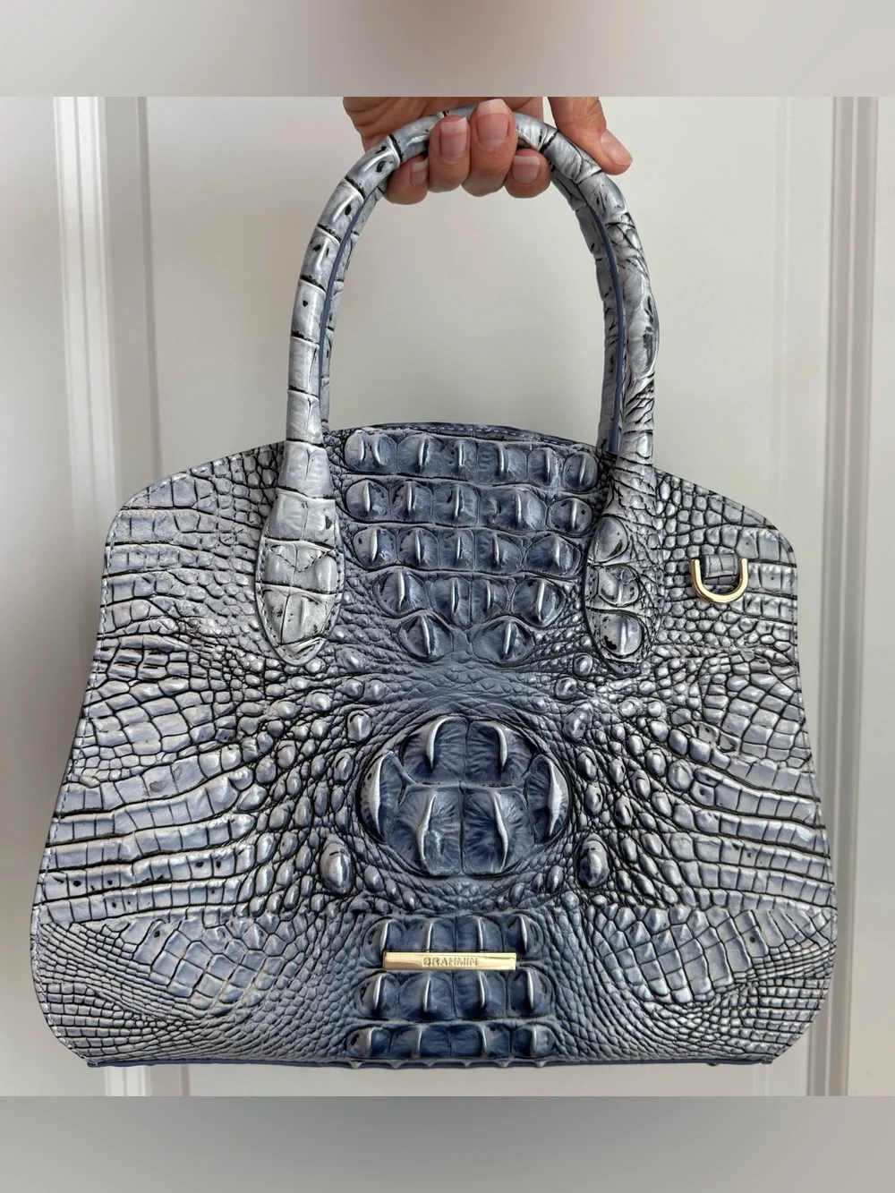 Brahmin Rosetta Satchel Bellbottom Blue Melbourne Leather